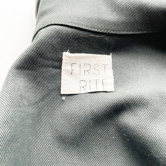 First Rite Green  herringbone utility Shop Coat - Picture 3 of 16